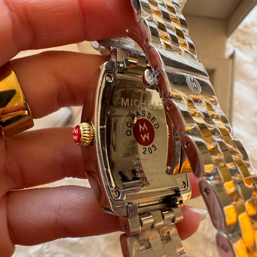 NWT Michele Urban Mini Two-Tone 18K Gold Plated Watch - Picture 6 of 14